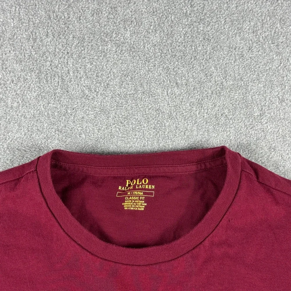 Polo Ralph Lauren T Shirt Mens M Burgundy Navy Pony Classic Fit Short Sleeve